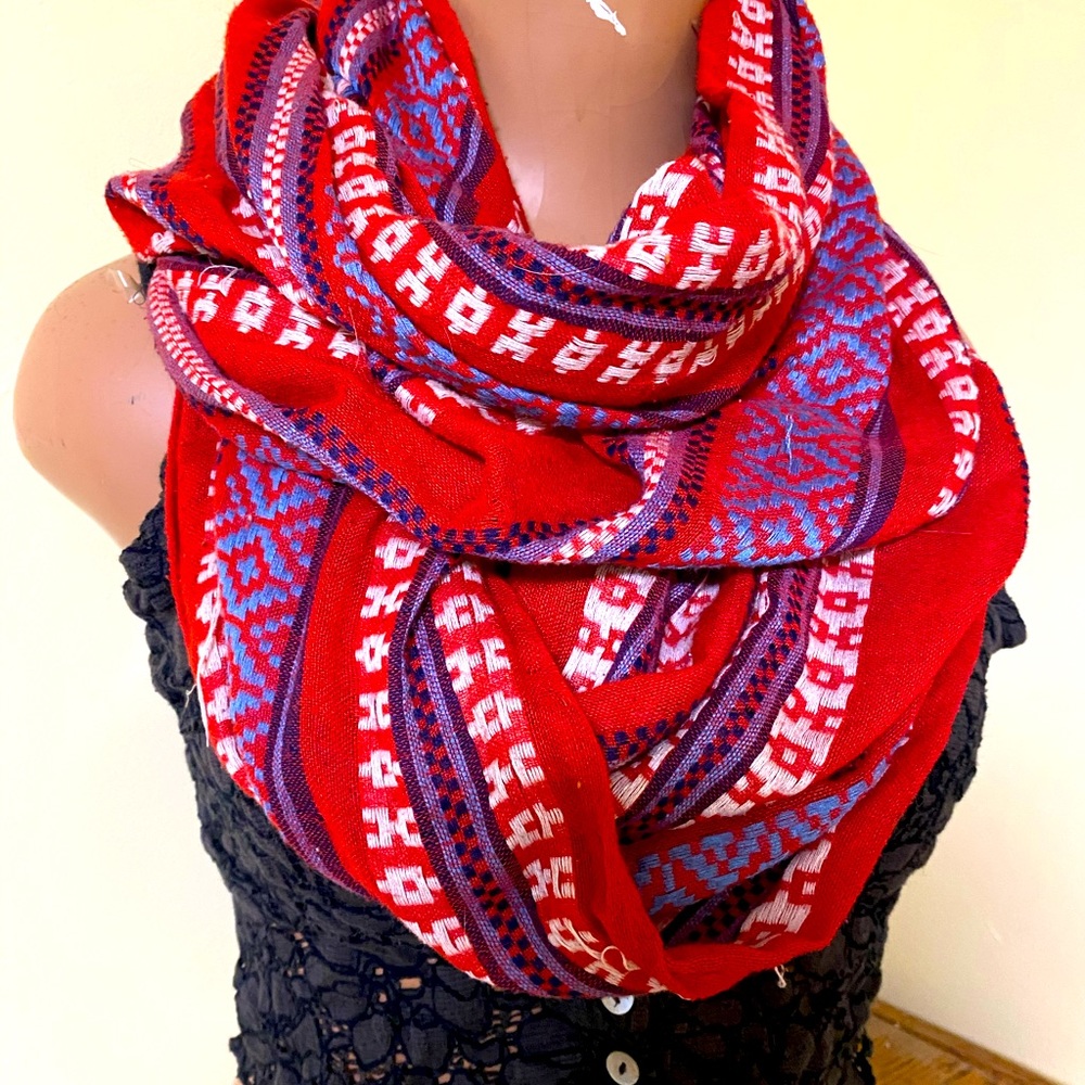 Red Woven Infinity Scarf